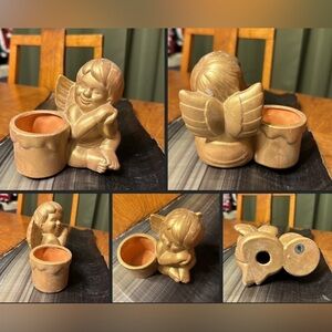 Partylite Cherub Votive Candle Holder Gold Terra Cotta P0401